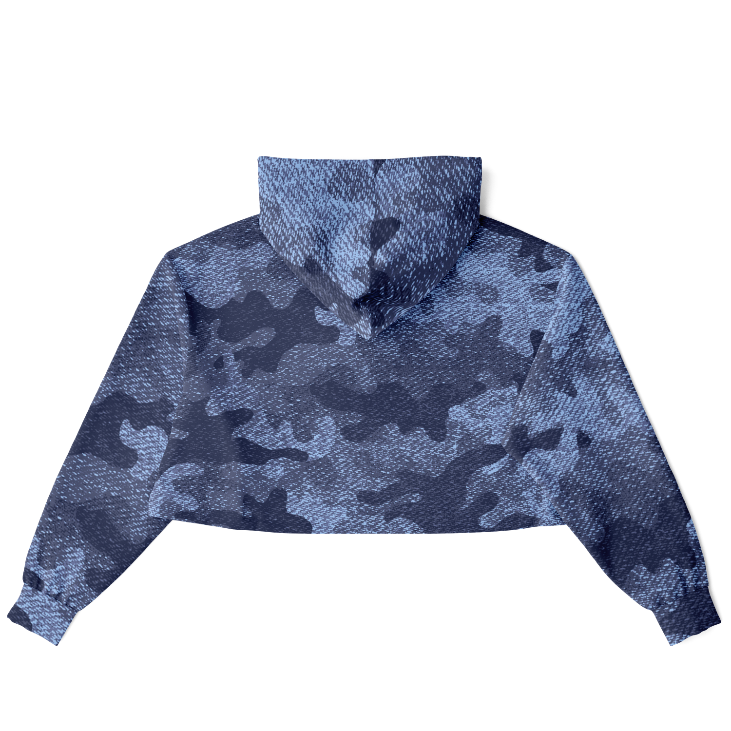 Cropped Hoodie For Women | Blue Denim Camouflage