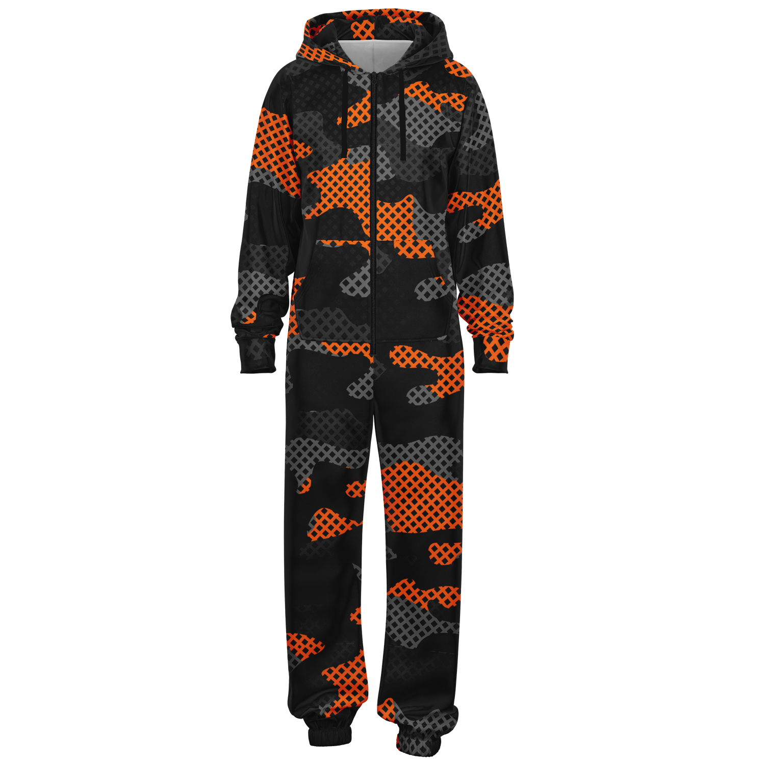 Camo Onesie | Orange and Black Pixel Camouflage