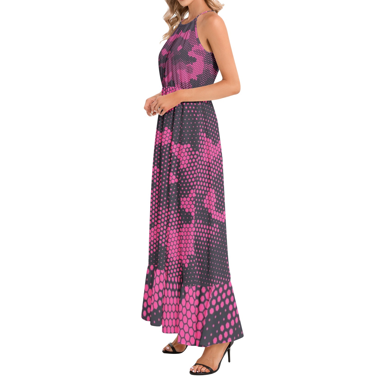 Camo Maxi Dress | Digital Pink Camouflage | Ruffle Hem