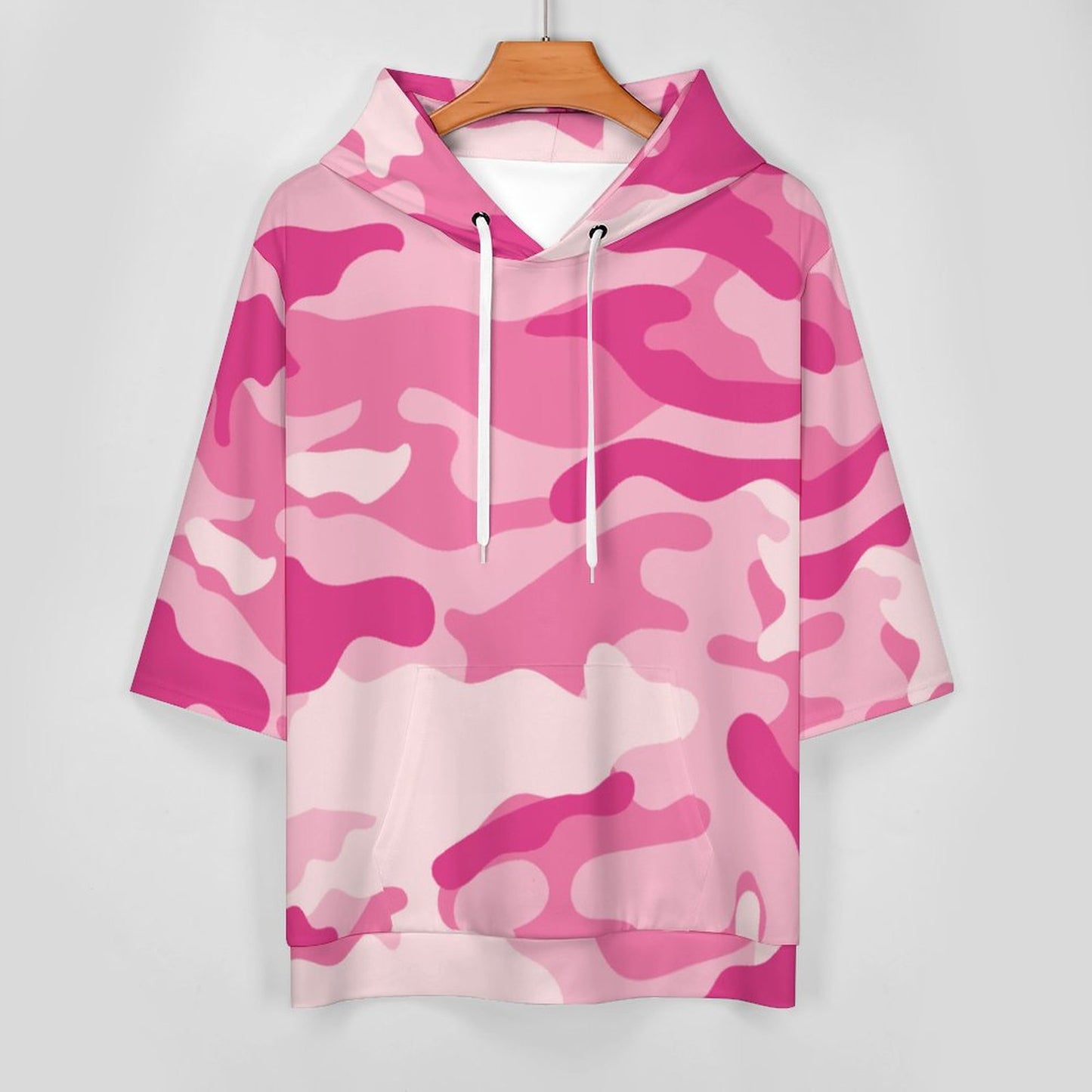 Short Sleeve Hoodie | Lavender Pink Camouflage