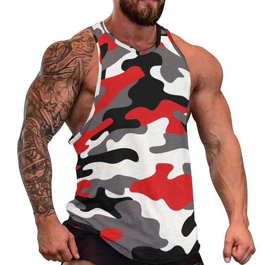 Camo Tank Top | Red, Black & White Camouflage