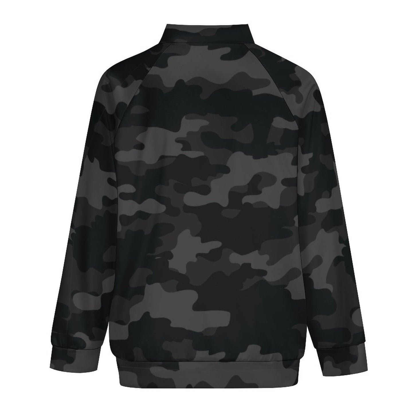 Camo Shirt | Raglan Zip-up | Black Camouflage