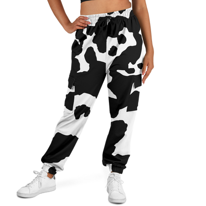 Camo Cargo Pants | Unisex | Black & White Cow Camouflage