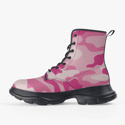 Chunky Boots | Leather in Lavender Pink Camouflage