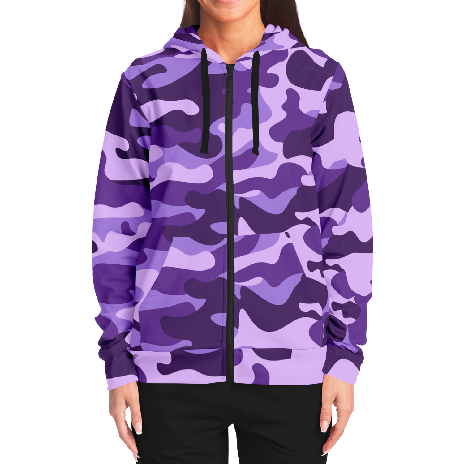 Zip-Up Hoodie | Purple, Blue, and Mauve Camouflage