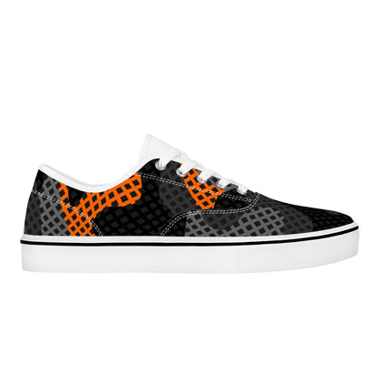 Camo Skate Shoes | Orange & Black Pixel Camouflage