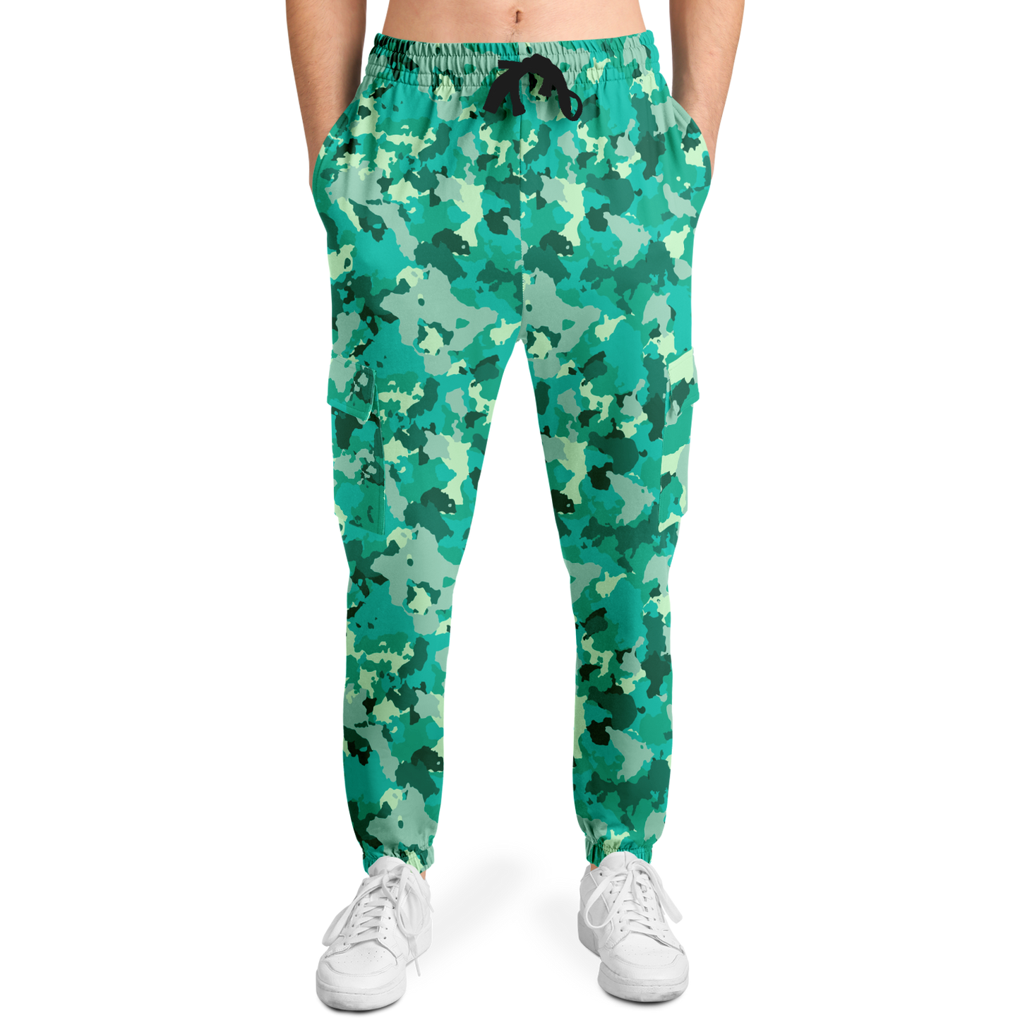 Cyan Green Camo Cargo Pants | Unisex