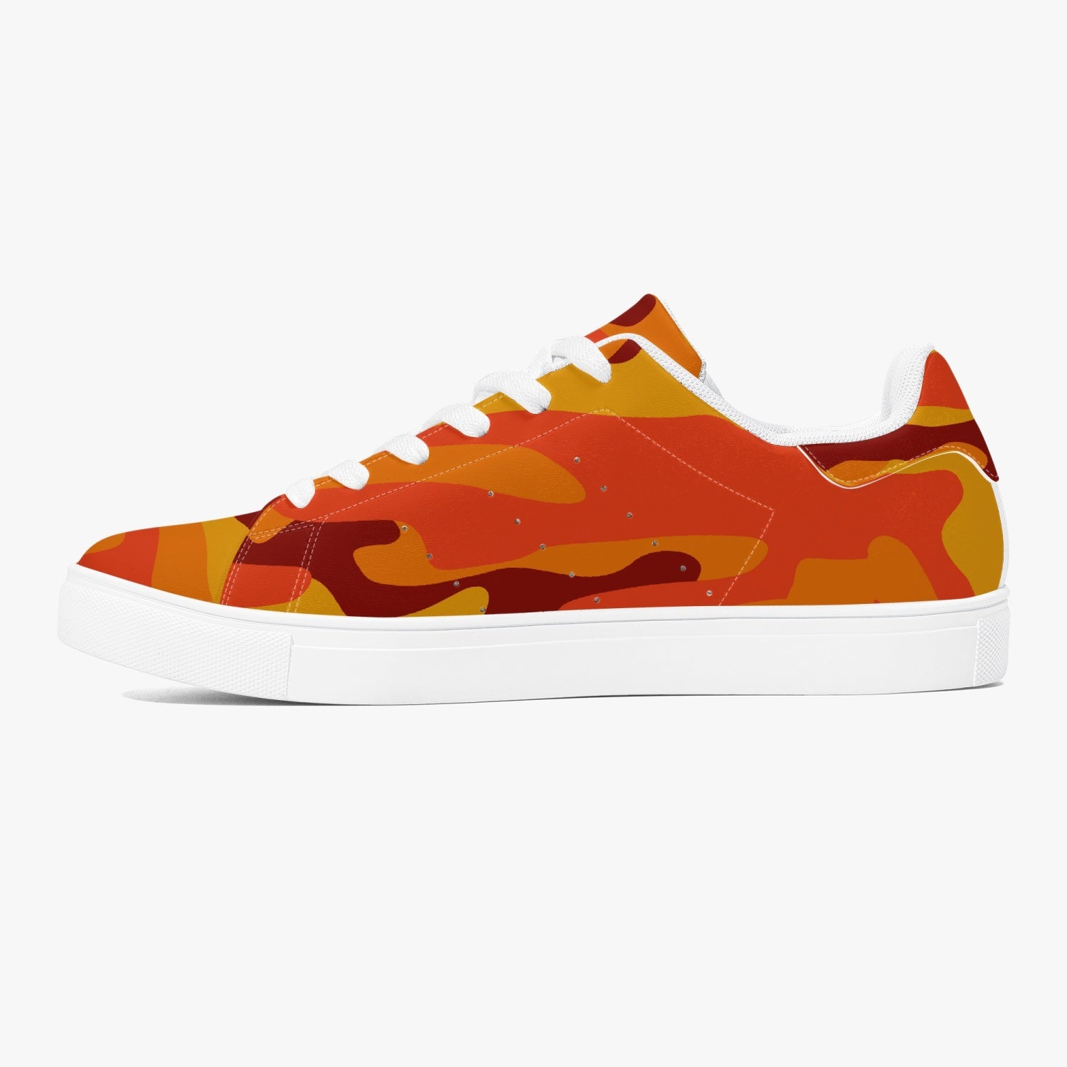 Camo Sneakers | Classic Low-Top Leather | Orange & Red