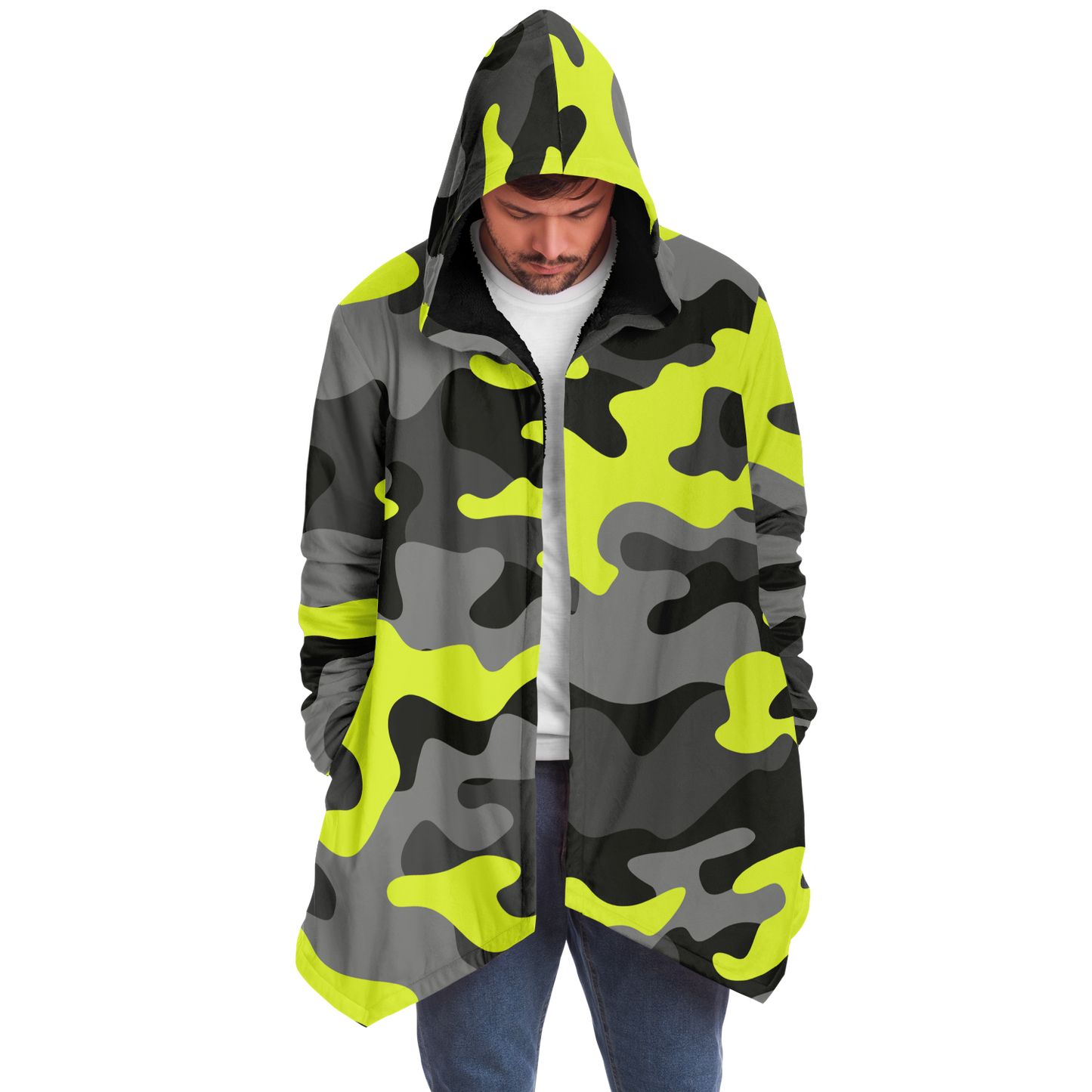 Camo Cloak | Yellow, Black, & Gray Camouflage | Microfleece