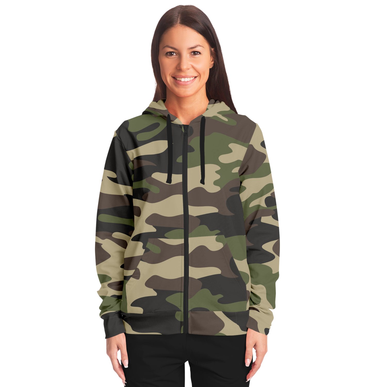 Zip-Up Hoodie | Classic Green Camouflage