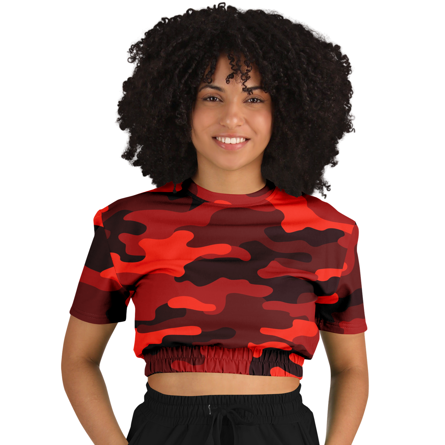 Camo Crop Top Sweatshirt | Scarlet Red & Black Camouflage