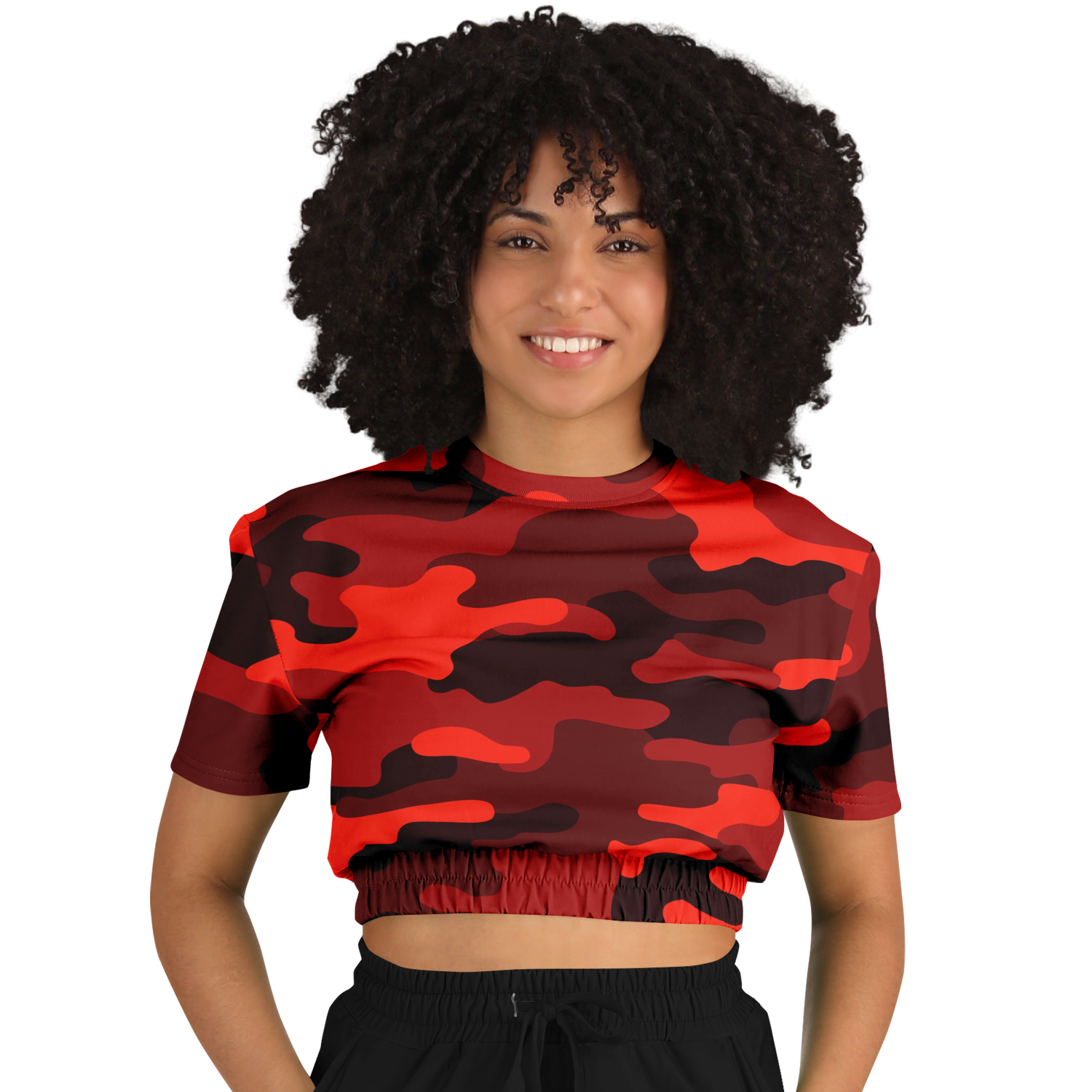 Camo Crop Top Sweatshirt | Scarlet Red & Black Camouflage