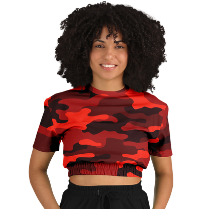 Camo Crop Top Sweatshirt | Scarlet Red & Black Camouflage