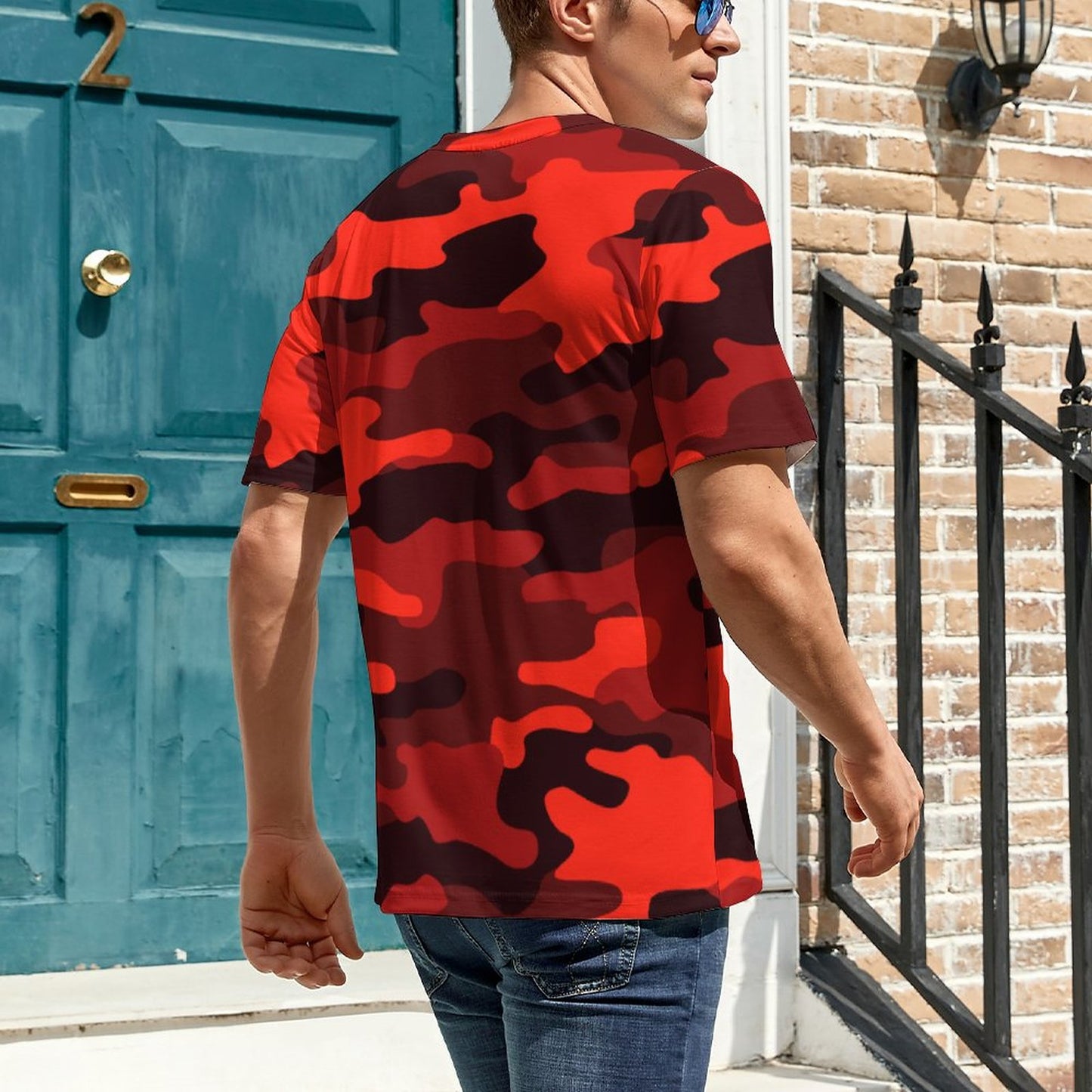 Camo Shirt | Scarlet Red & Black Camouflage T