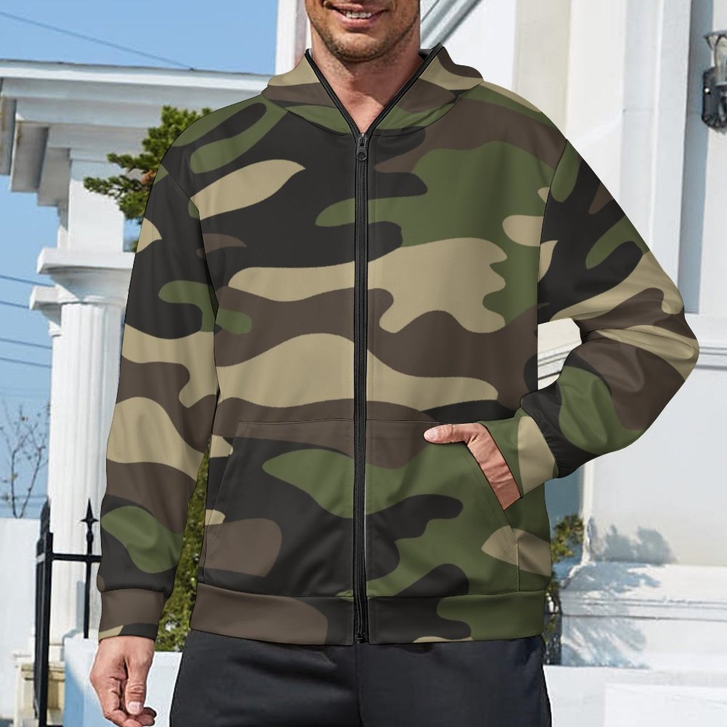 Zip up Camo Hoodie | Classic Green Camouflage