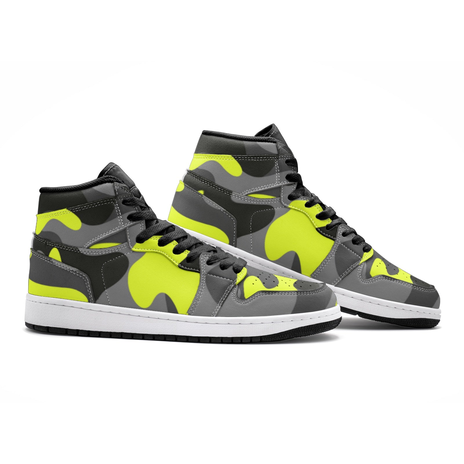 Camo Sneakers | High-Top | Yellow, Black & Gray Camouflage