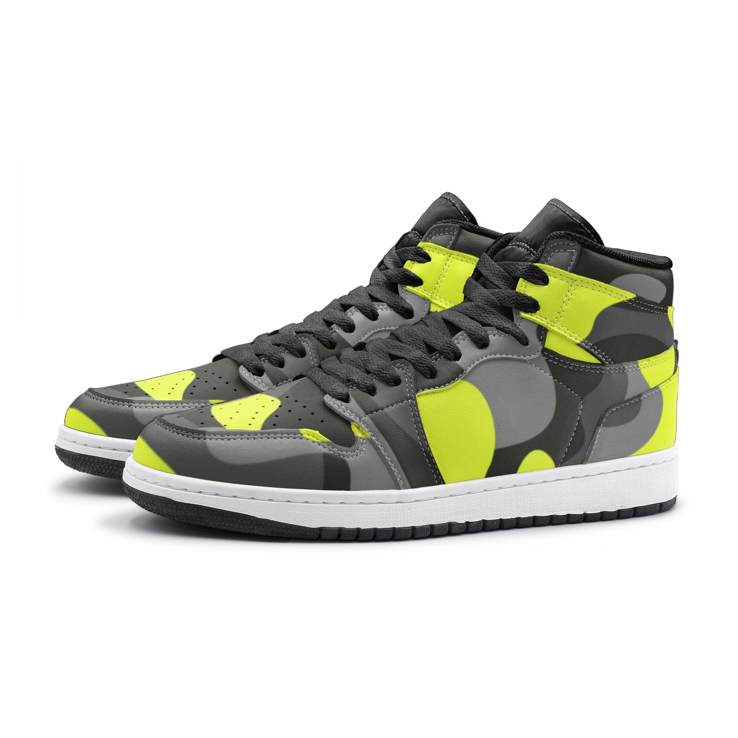 Camo Sneakers | High-Top | Yellow, Black & Gray Camouflage