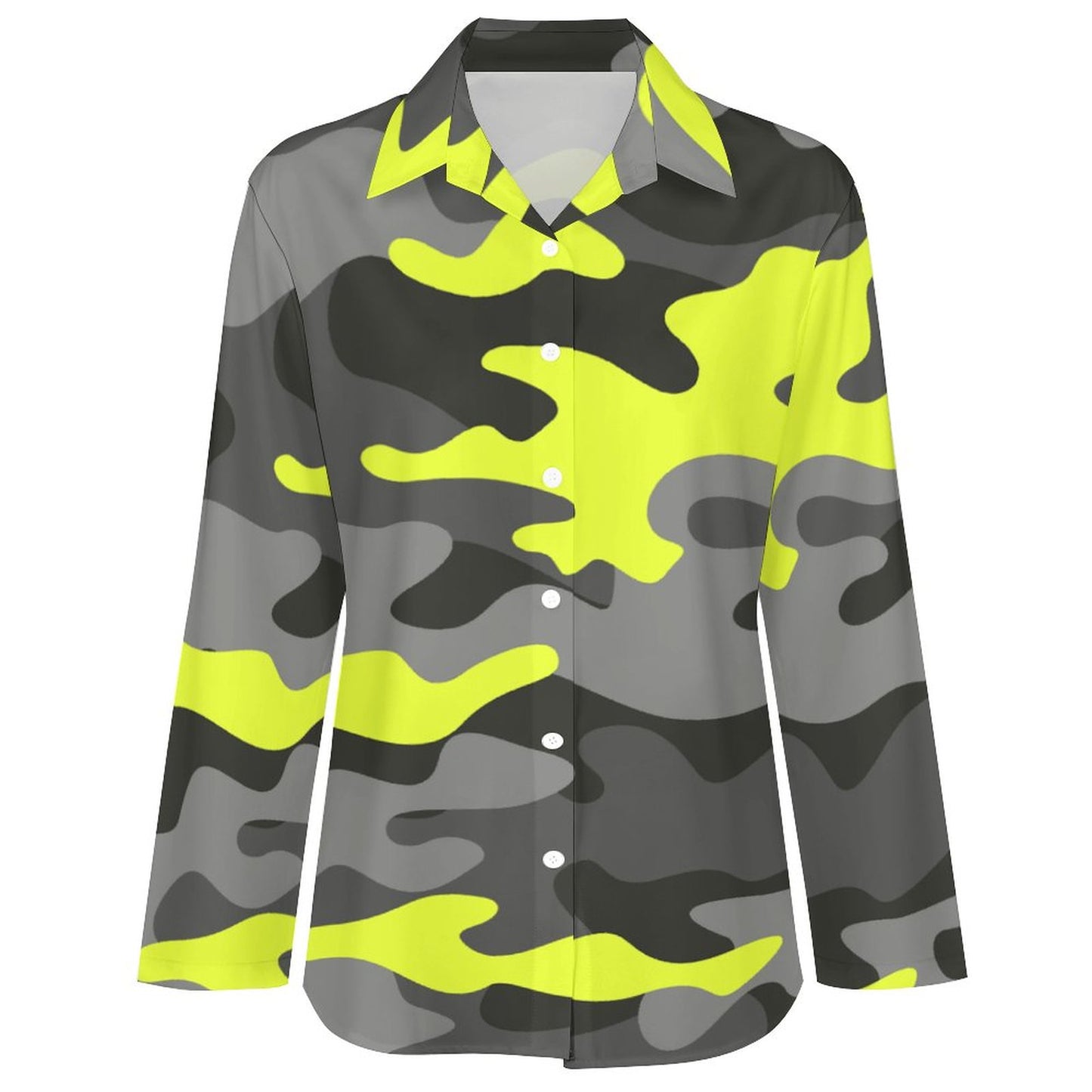 Women's Button-Up Camo Shirt | Yellow, Black & Gray