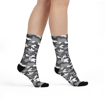 Camo Socks | Black, Gray & White | Sublimation Crew