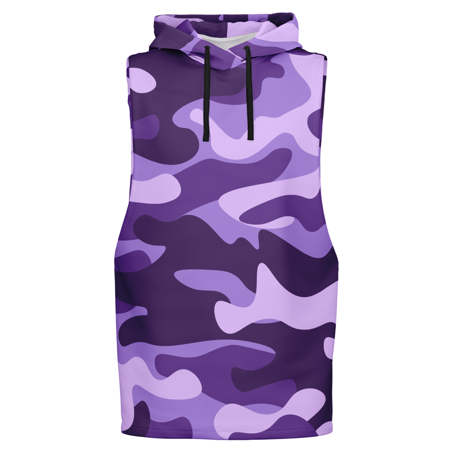 Sleeveless Hoodie | Purple, Blue & Mauve Camouflage