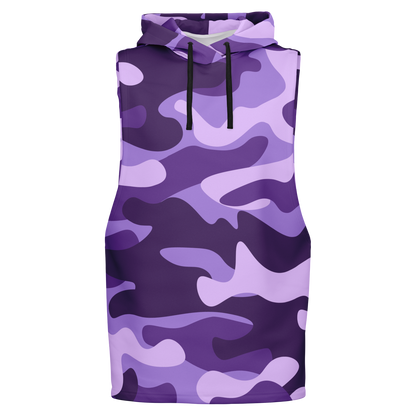 Sleeveless Hoodie | Purple, Blue & Mauve Camouflage