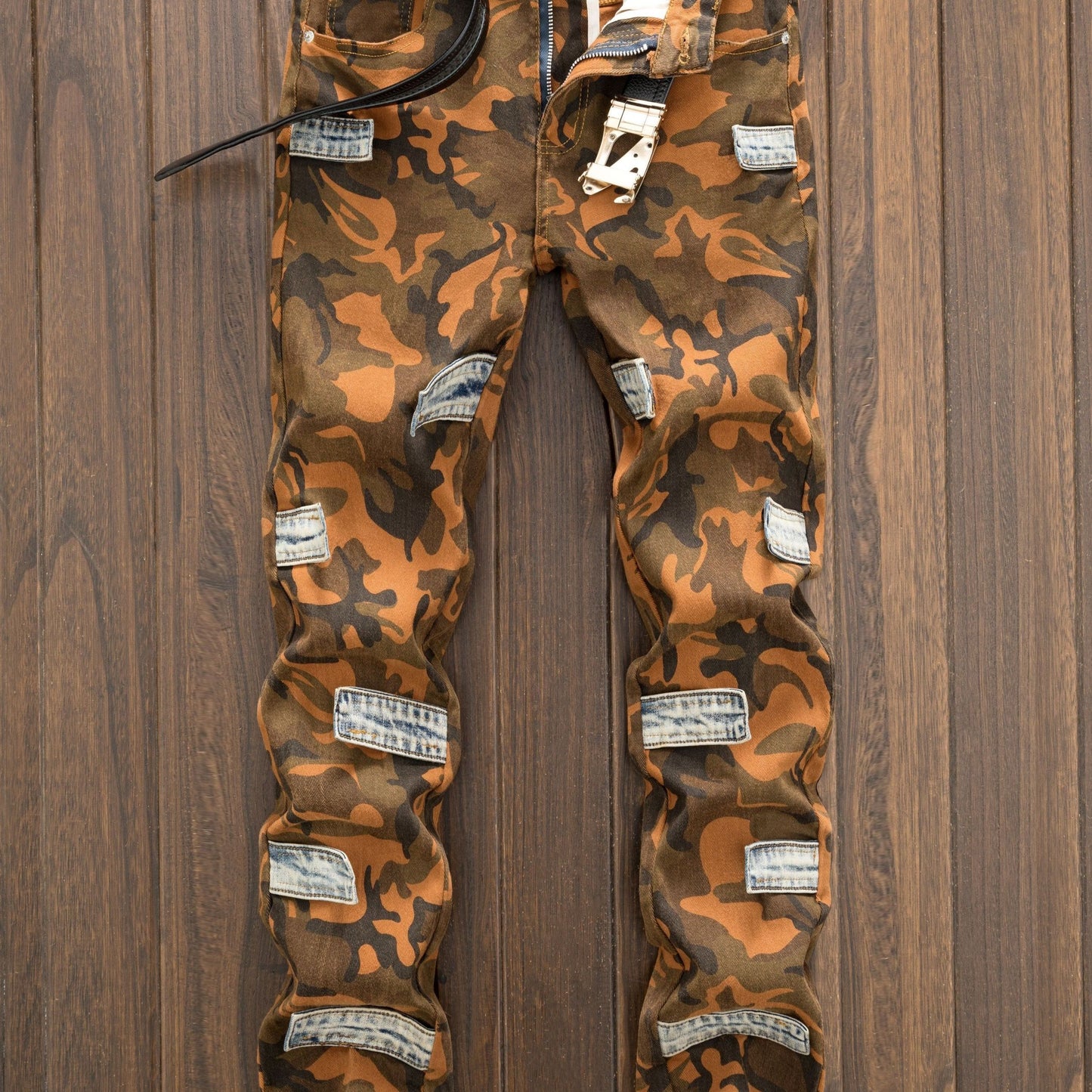 Men's Camo Jeans: Micro Elastic, Multi-Pocket, Straight Fit