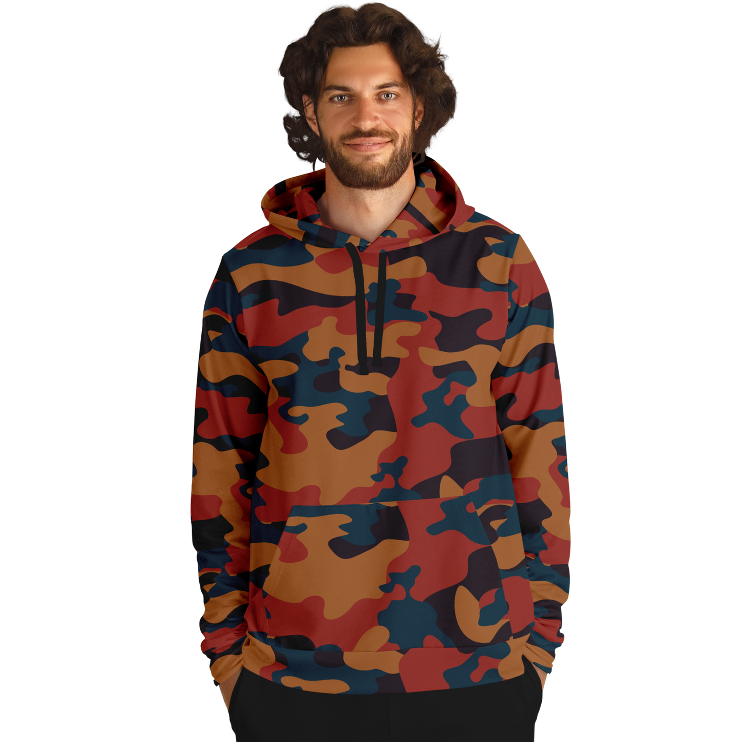 Camo Hoodie | Brown, Prussian Blue and Auburn Camouflage