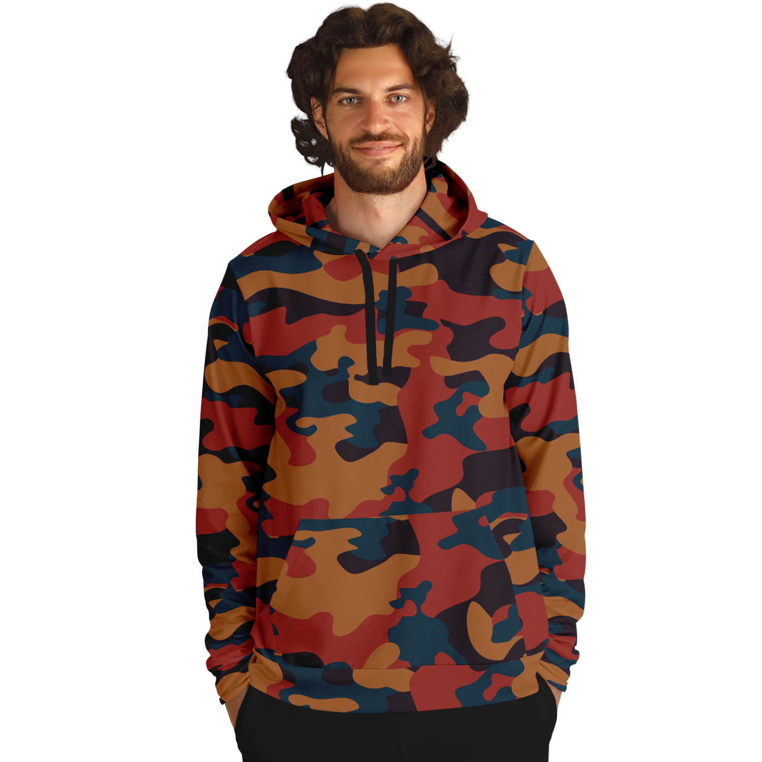 Camo Hoodie | Brown, Prussian Blue and Auburn Camouflage