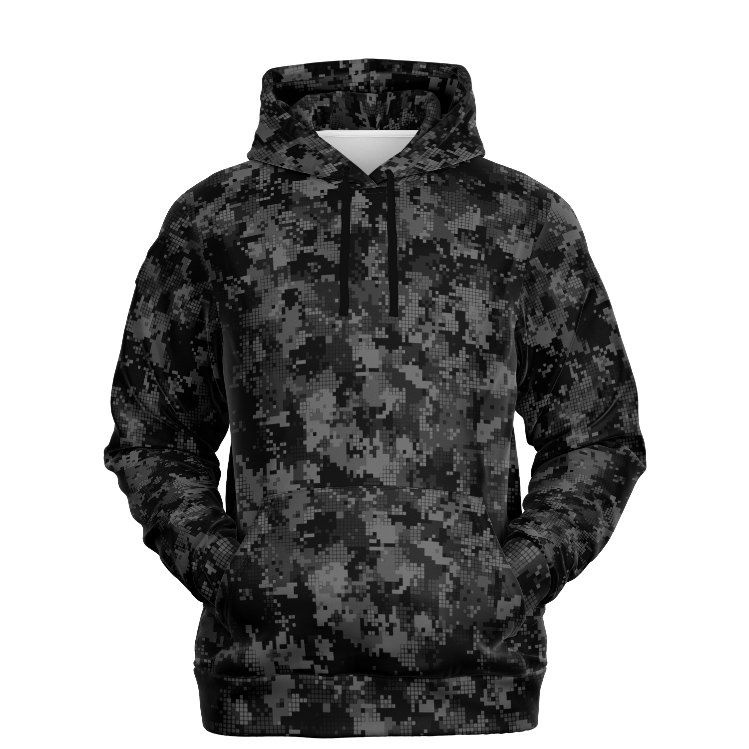 Black Camo Hoodie | Digital Monochrome Dark Gray Camouflage