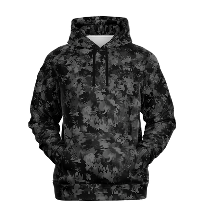 Black Camo Hoodie | Digital Monochrome Dark Gray Camouflage