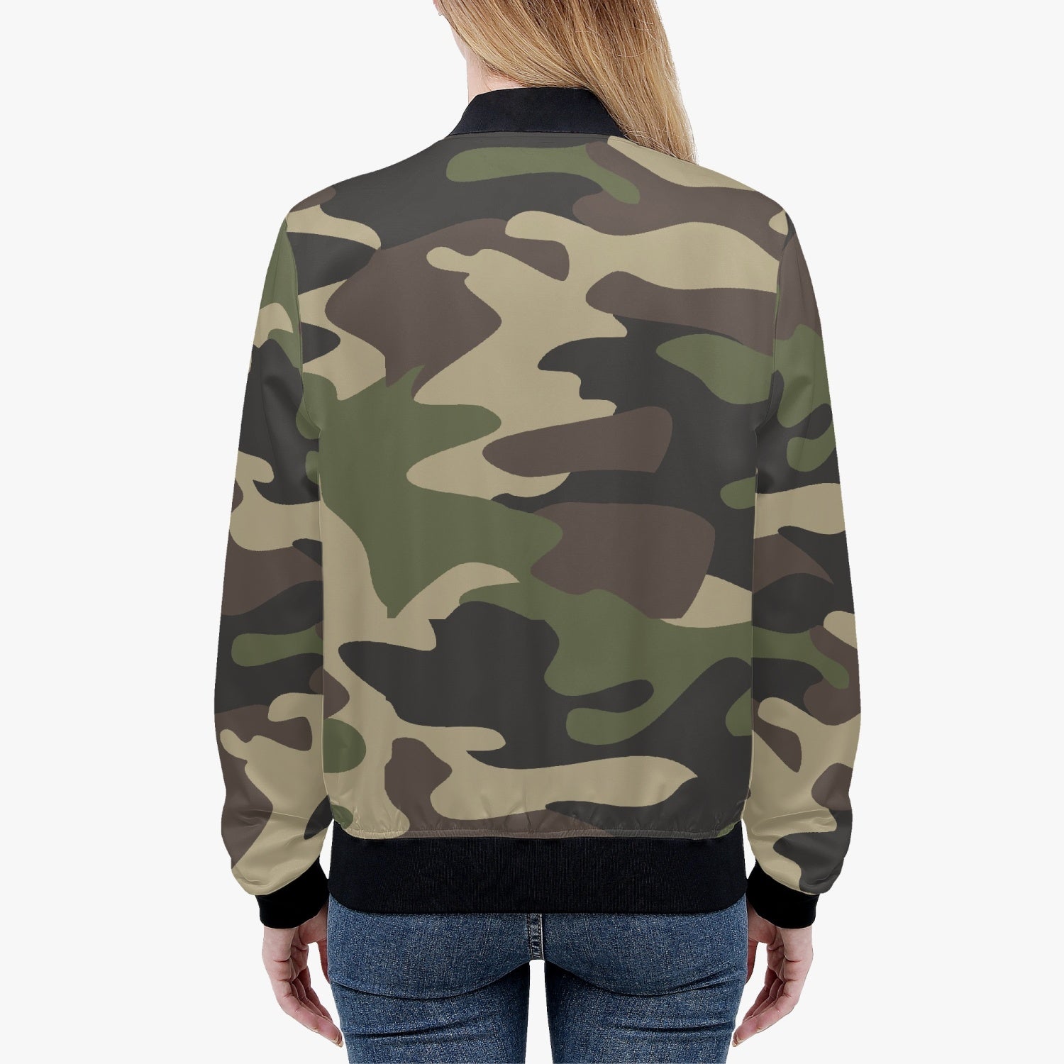 Women's Camo Bomber Jacket | Classic Green Camouflage