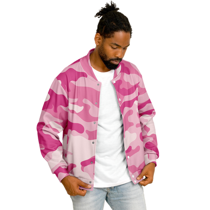 Pink Baseball Jacket | Lavender Camouflage Tones