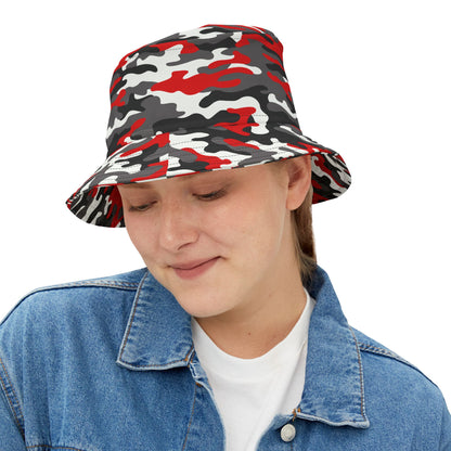 Camo Bucket Hat | Red, Black, and White Camouflage