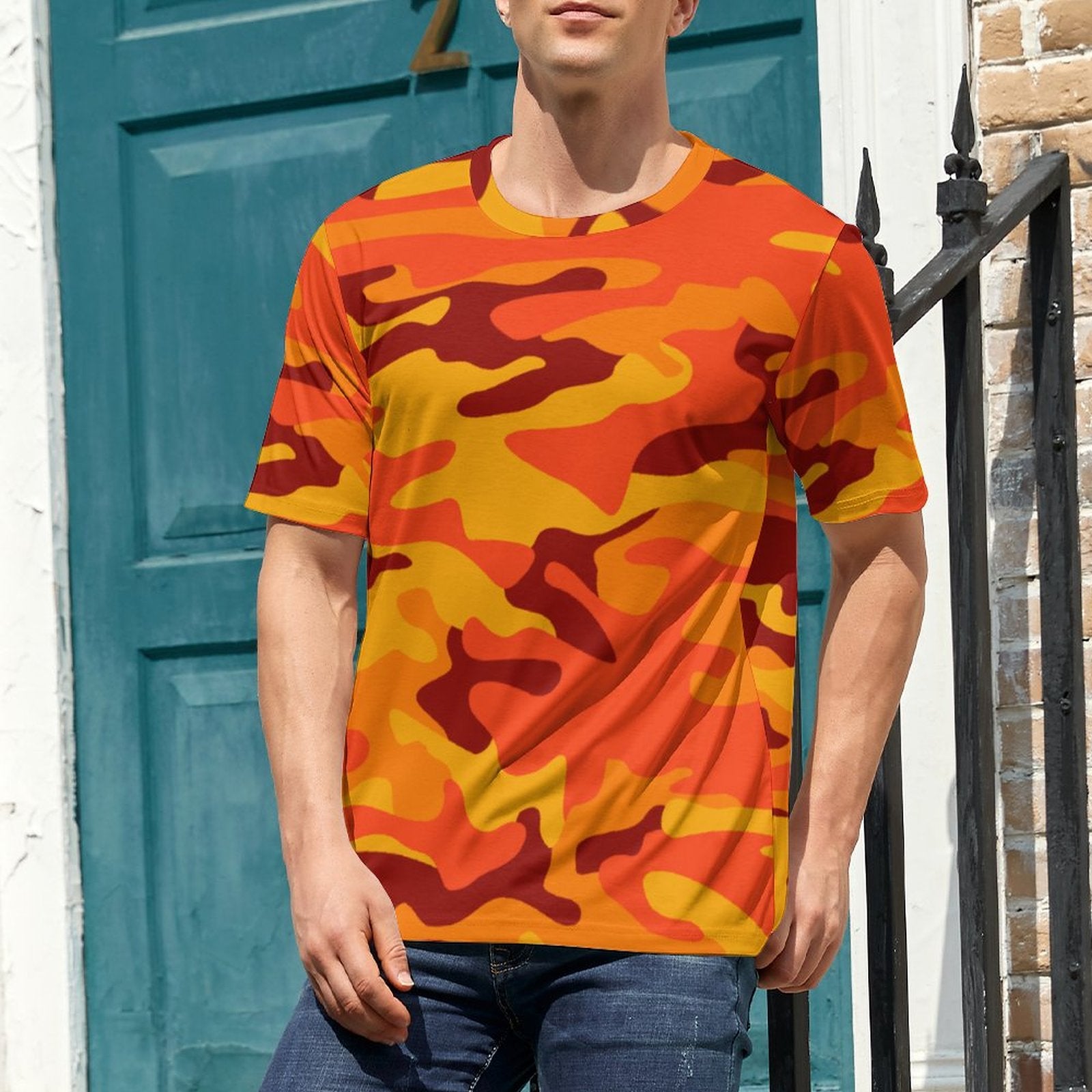 Camo Shirt | Orange & Red Camouflage T