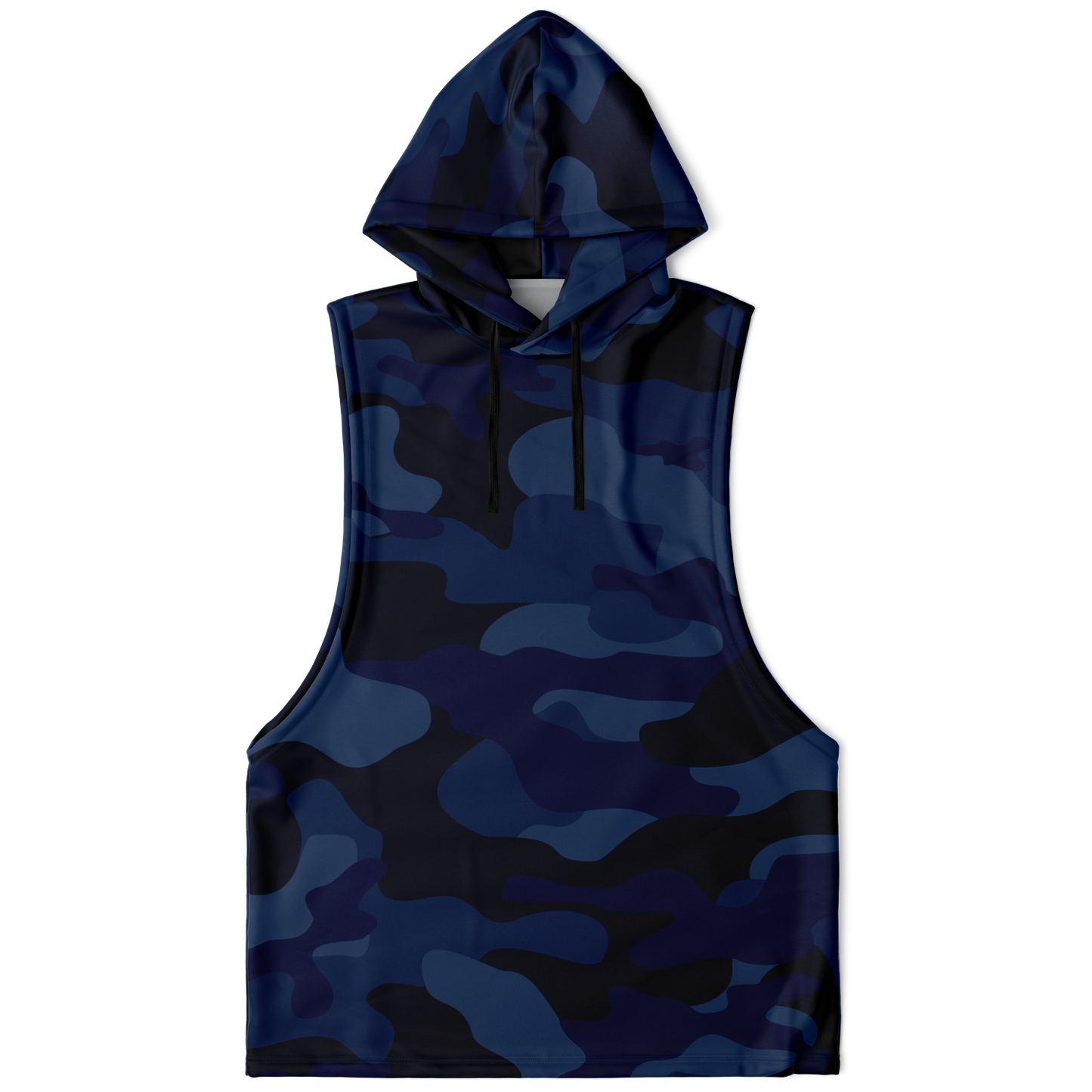 Sleeveless Hoodie | Deep Blue Camouflage