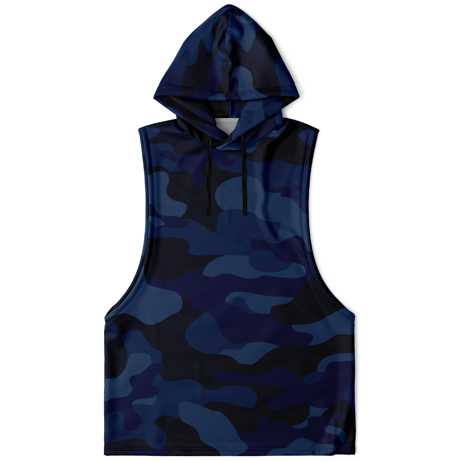 Sleeveless Hoodie | Deep Blue Camouflage