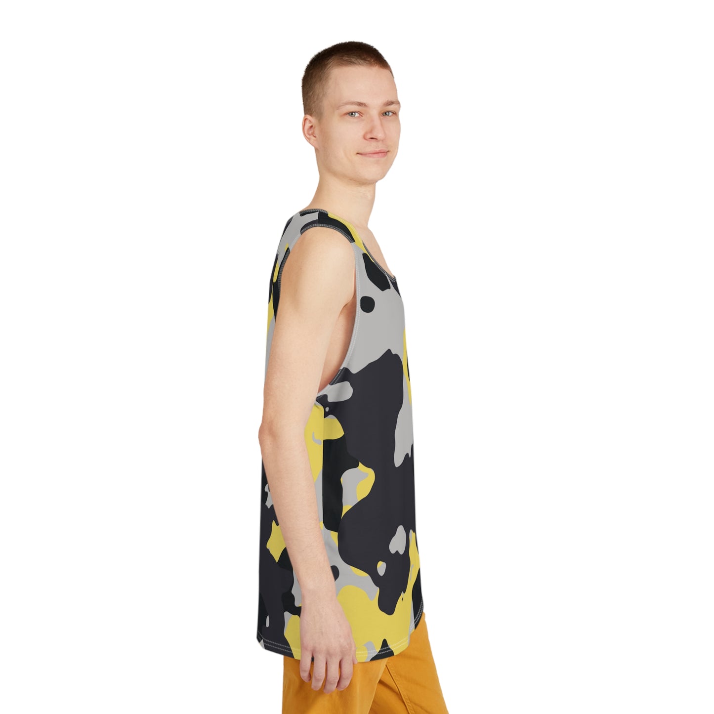 Men's Camo Tank Top | Black, Yellow, and Silver | Loose Fit