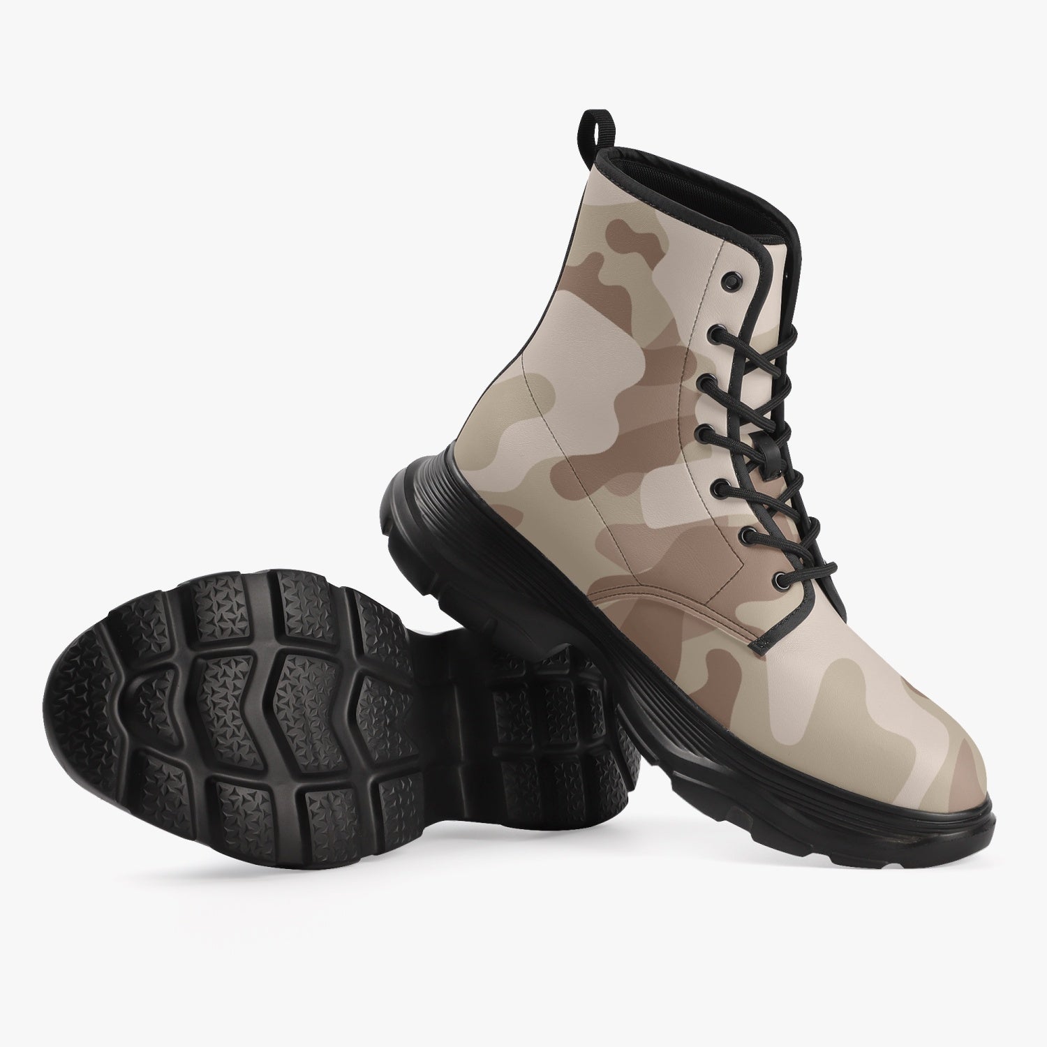 Chunky Boots | Leather in Desert Brown Camouflage