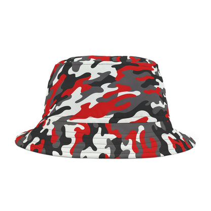 Camo Bucket Hat | Red, Black, and White Camouflage