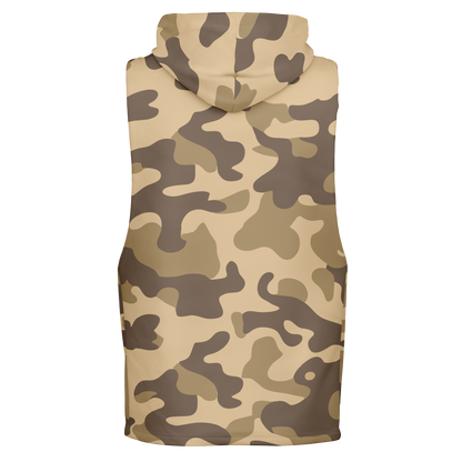 Sleeveless Hoodie | Khaki Camouflage