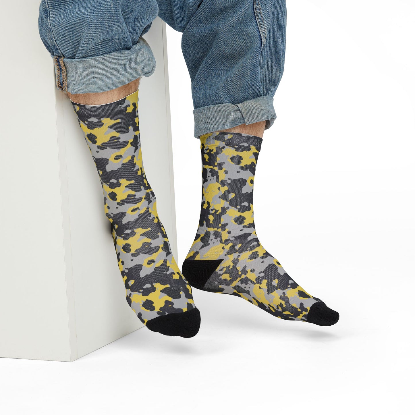 Camo Socks | Yellow, Black, and Silver | Sublimation Crew