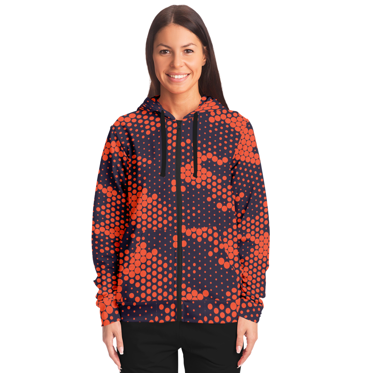 Zip-Up Hoodie | Orange & Blue Digital Camouflage