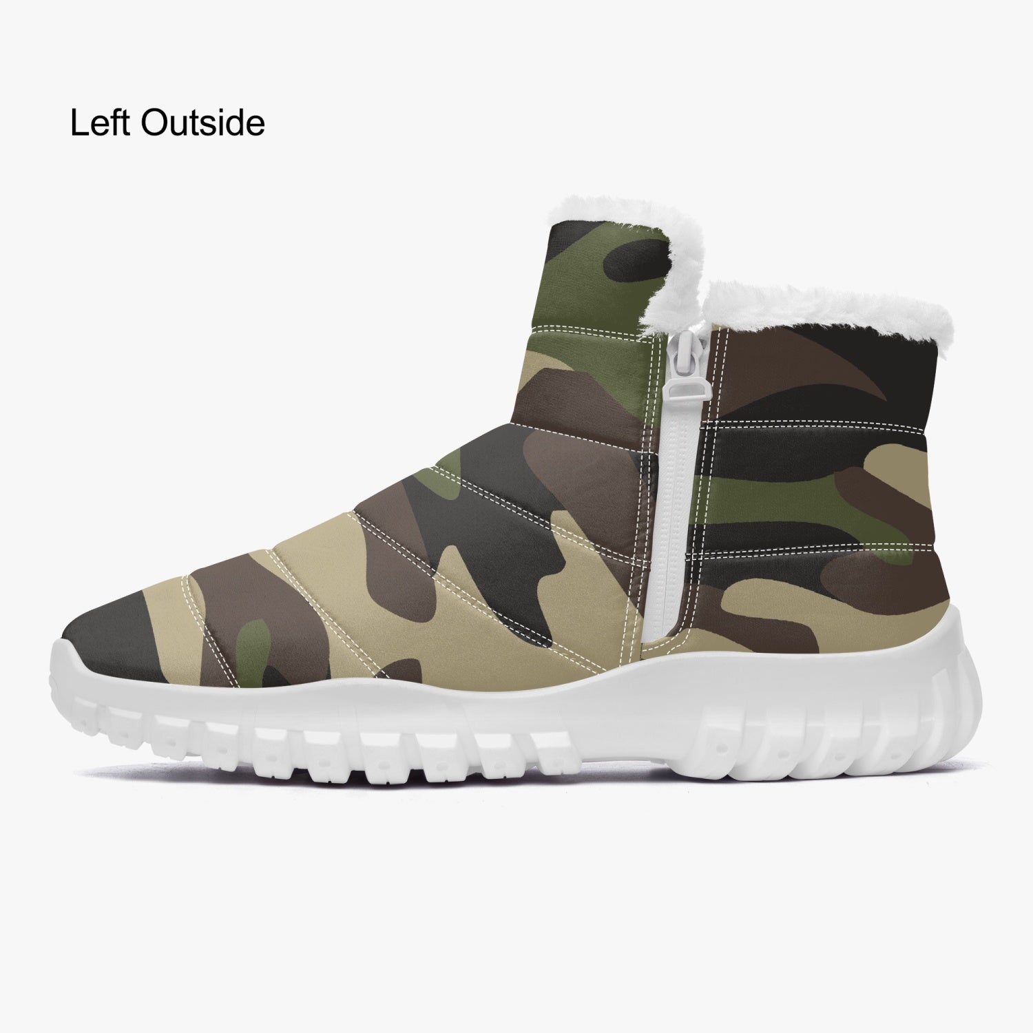 Camo Boots | Cotton-pad Fur Zipper Up | Classic Green