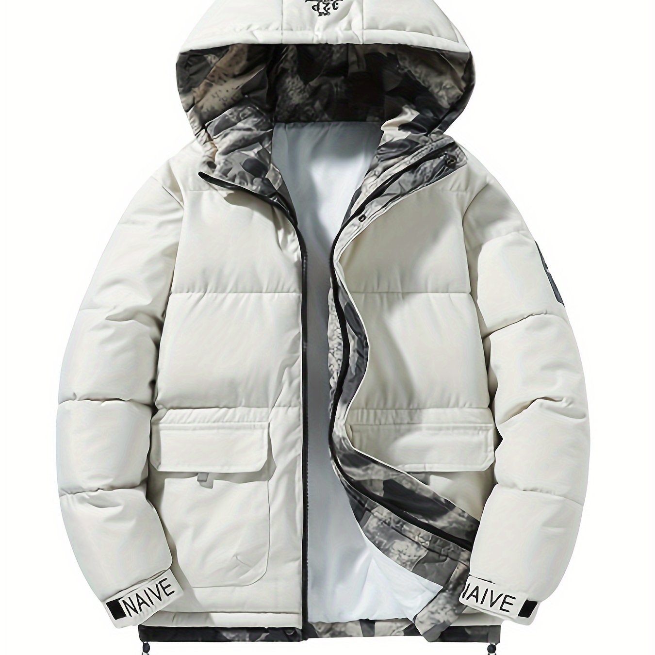 Men's Padded Jacket: Loose Fit, Hooded, Short Design for Winter