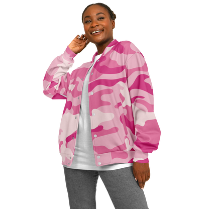 Pink Baseball Jacket | Lavender Camouflage Tones