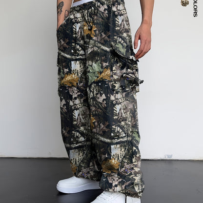 Men's Camo Cargo Pants with Multi-Pocket | Loose Fit