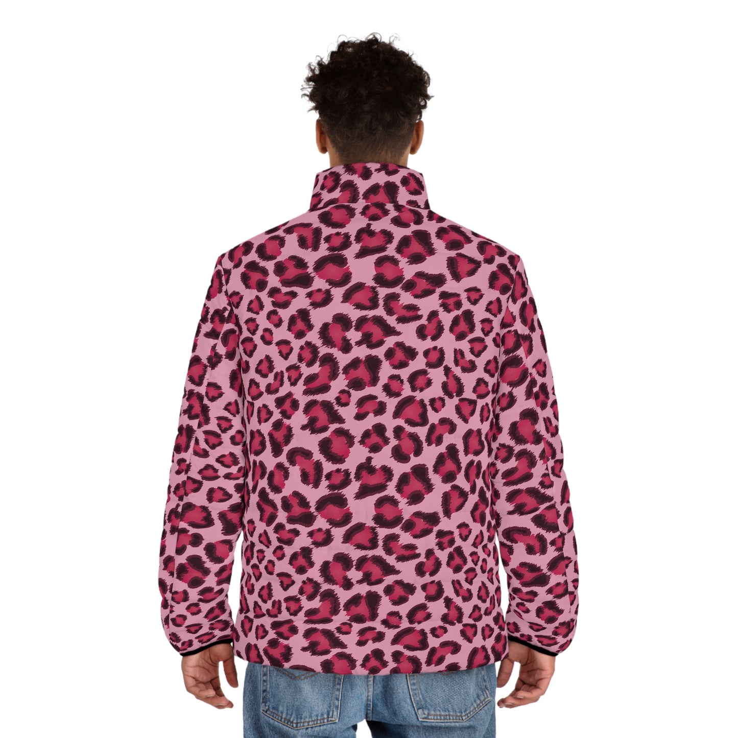 Leopard Puffer Jacket For Men | Pink, Cherry & Black