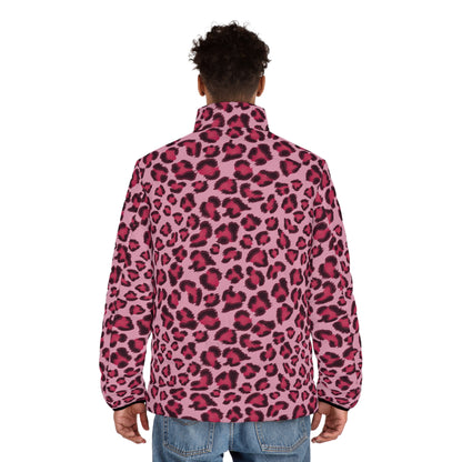 Leopard Puffer Jacket For Men | Pink, Cherry & Black