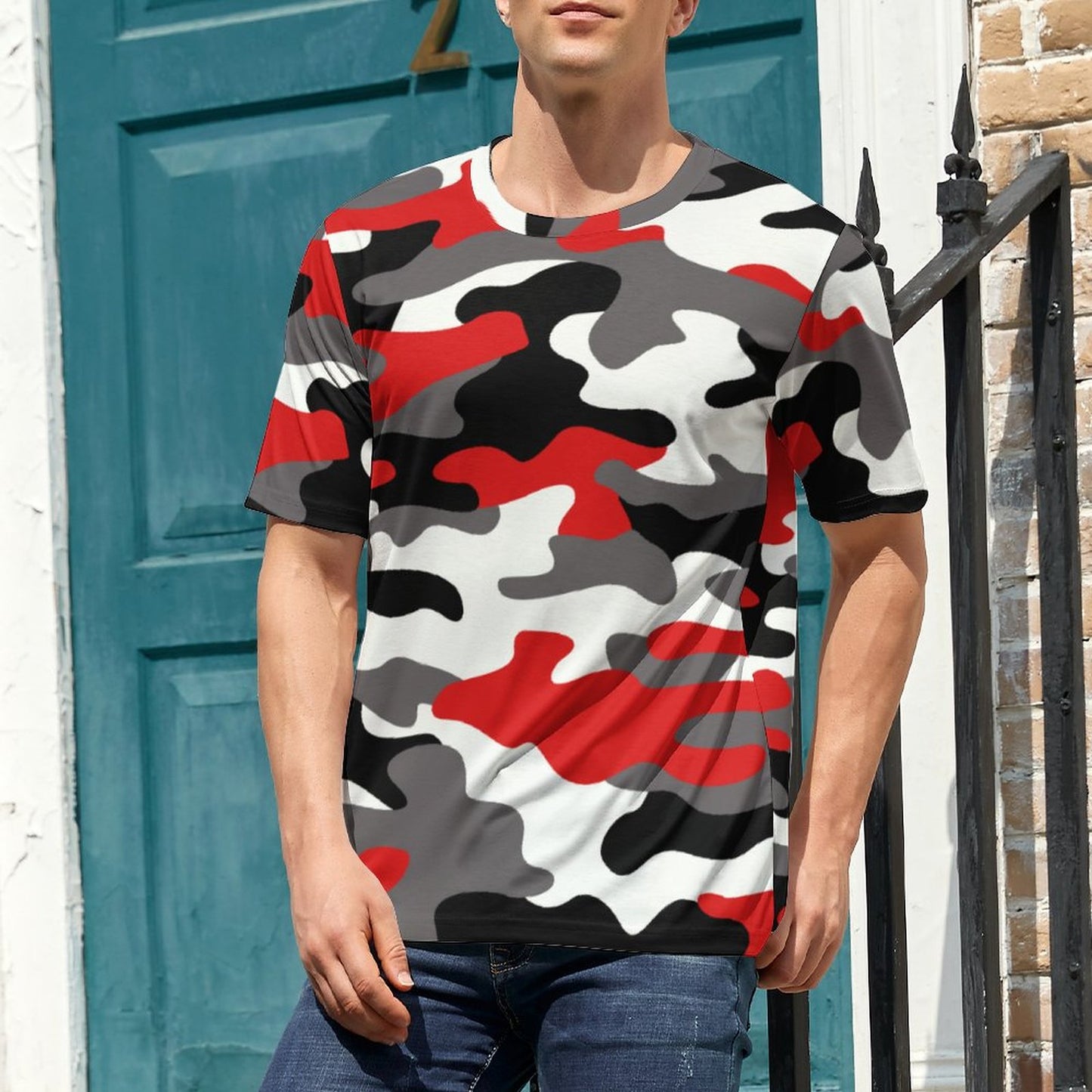 Camo Shirt | Red, Black & White Camouflage T