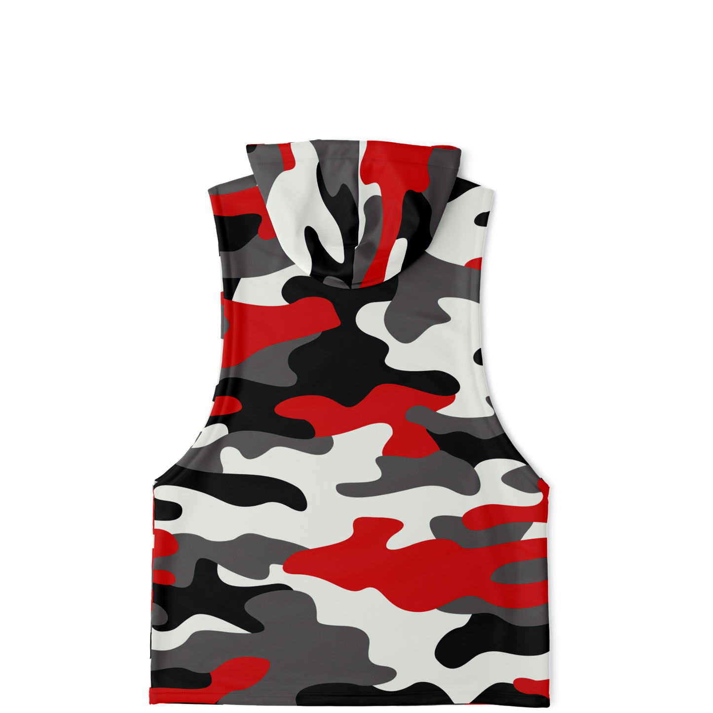 Sleeveless Hoodie | Red, Black & White Camouflage